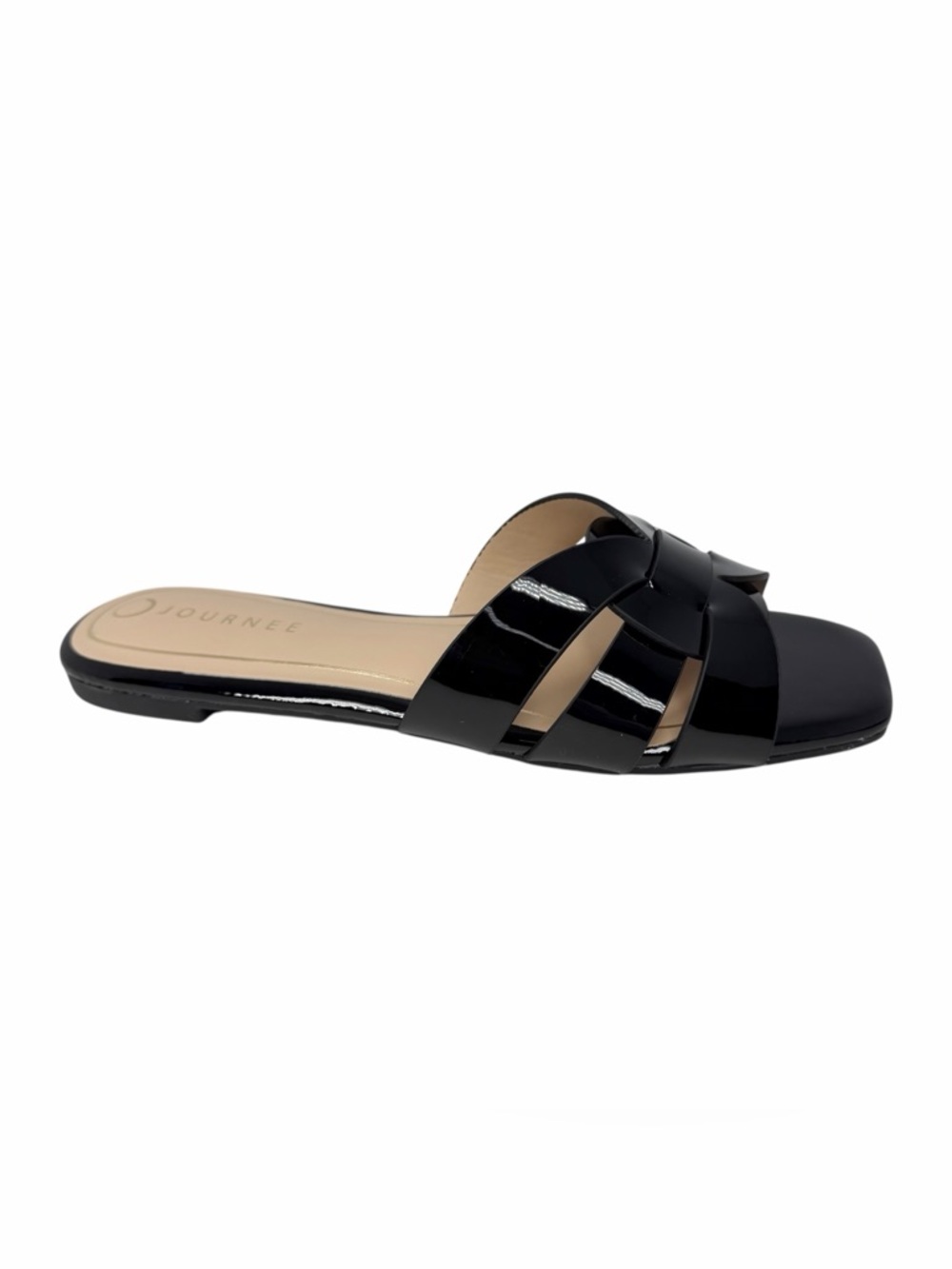 Journee Collection Women's Arrina Slip On Flat Sandals Black Size 8.5M